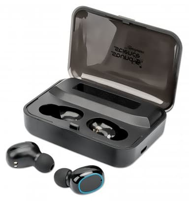 Manhattan Bluetooth In-Ear Headphones, Black, Microphone, Integrated Controls, Sweatproof, Noise Isolating, 5 hour usage time, Max Range 10m, Charging Case with Powerbank (1200mAh), Bluetooth v5.0, USB-A charging cable included, 3 Year Warranty view 5
