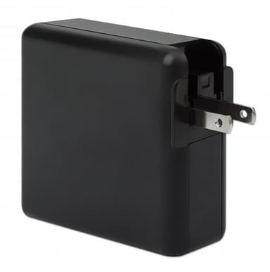 Manhattan 4-in-1 Travel Wall Charger and Powerbank 8,000 mAh, USA/UK/Euro 2-pin Plugs, Output: 1x USB-C, 2x USB-A ports and Wireless Charging Pad (5W), Black, One Year Warranty view 6