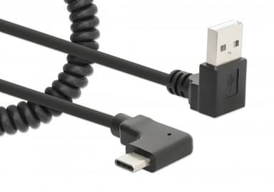 Manhattan USB-C to USB-A Cable, 1m, Male to Male, Black, 480 Mbps (USB 2.0), Tangle Resistant Curly Design, Angled Connectors, Ideal for Charging Cabinets/Carts, Charge only - not for data sync, Hi-Speed USB, Lifetime Warranty view 3