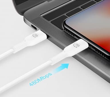 Manhattan USB-C to Lightning Cable, Charge & Sync, 2m, White, For Apple iPhone/iPad/iPod, Male to Male, MFi Certified (Apple approval program), 480 Mbps (USB 2.0), Hi-Speed USB, Lifetime Warranty view 6