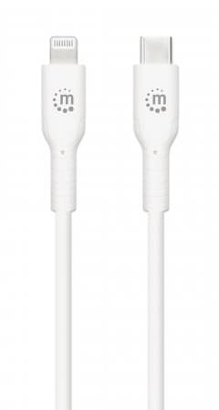 Manhattan USB-C to Lightning Cable, Charge & Sync, 2m, White, For Apple iPhone/iPad/iPod, Male to Male, MFi Certified (Apple approval program), 480 Mbps (USB 2.0), Hi-Speed USB, Lifetime Warranty view 5