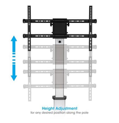 Manhattan Trolley Mount Stand for TV & Monitors, For screens: 37" to 86", -10 to 5° Tilt, 90° Rotation, VESA compatibility: all between 200x200 to 600x400mm - check the dimensions of the four mounting holes on back of screen to ensure it fits, Max 50kg, Bracket view 6