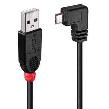 Lindy 1m USB 2.0 Cable - Type A to Micro-B Cable, 90 Degree Right Angle view 2