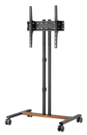 Manhattan Trolley Mount Stand for TV & Monitors, For screens: 34" to 55", VESA compatibility: all between 200x200 to 400x400mm - check the dimensions of the four mounting holes on back of screen to ensure it fits, Max 35kg, Height-adjustable to four levels, Bracket view 2