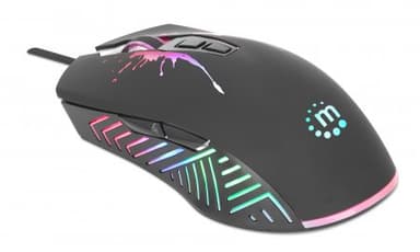 Manhattan Gaming Mouse with LEDs, Wired, Seven Button, Scroll Wheel, 7200dpi, Black with LED lighting, Three Year Warranty view 3