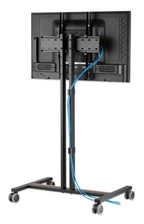 Manhattan Trolley Mount Stand for TV & Monitors, For screens: 34" to 55", VESA compatibility: all between 200x200 to 400x400mm - check the dimensions of the four mounting holes on back of screen to ensure it fits, Max 35kg, Height-adjustable to four levels, Bracket view 6