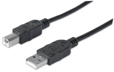 Manhattan USB-A to USB-B Cable, 3m, Male to Male, 480 Mbps (USB 2.0), Hi-Speed USB, Black, Lifetime Warranty, Equivalent to USB2HAB3M. view 2