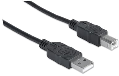 Manhattan USB-A to USB-B Cable, 3m, Male to Male, 480 Mbps (USB 2.0), Hi-Speed USB, Black, Lifetime Warranty, Equivalent to USB2HAB3M. view 3