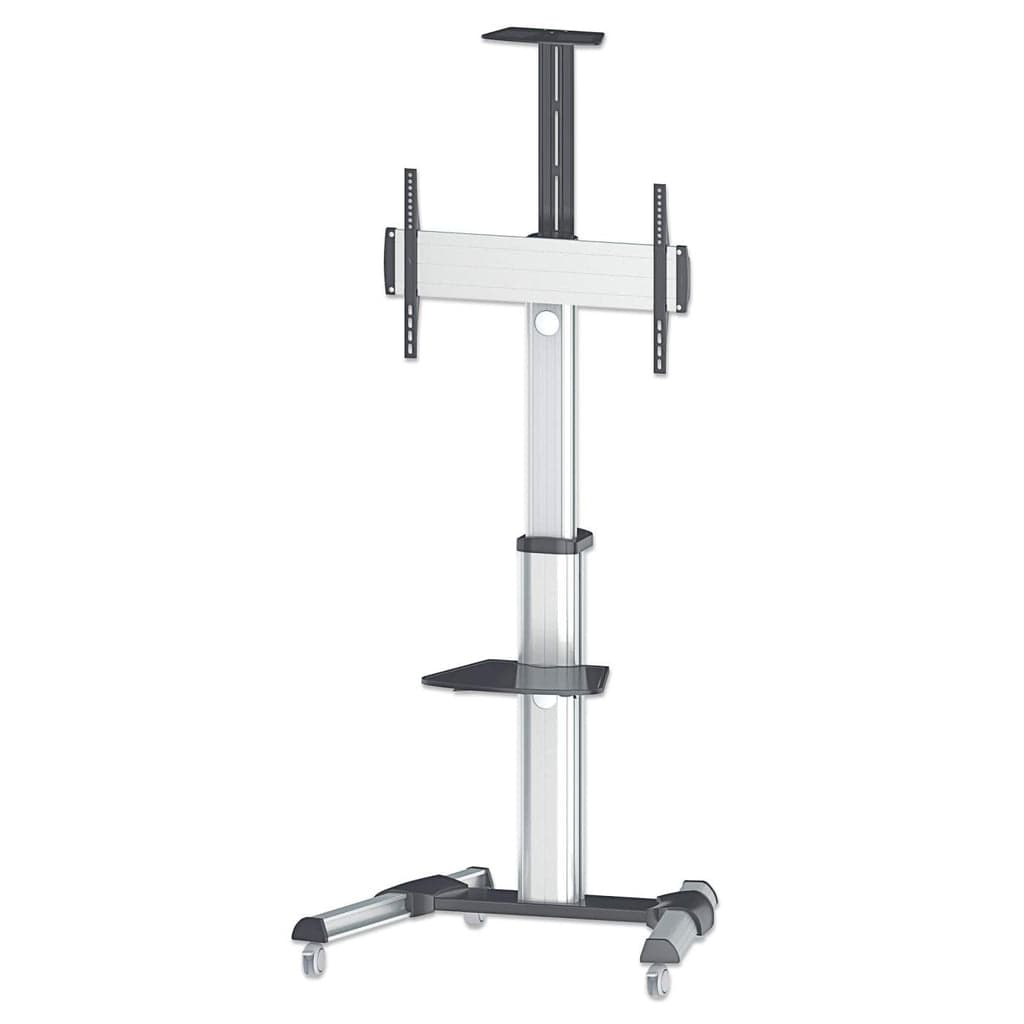 Manhattan Trolley Mount Stand for TV & Monitors, For screens 37" to 65", VESA compatibility: all between 200x200 to 600x400mm - check the dimensions of the four mounting holes on back of screen to ensure it fits, Max 50kg, Silver, LFD, Bracket, Lifetime Warranty