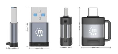 Manhattan 2-Piece Set: USB-C to USB-A and USB-A to USB-C Adapters, Male/Female conversions, 5 Gbps (USB 3.2 Gen1 aka USB 3.0), SuperSpeed USB, Black/Silver, Lifetime Warranty view 6