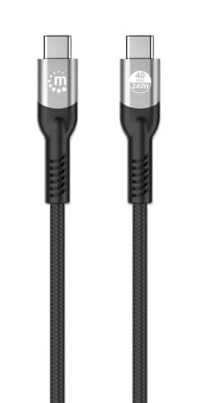 Manhattan Fast USB-C to USB-C Cable (240W), 1m, 240W Laptop Charging + High-Speed Data & Video, Works with ALL Laptops (Note additional USB-C 240W wall charger needed), 40 Gbps Ultra-Fast Transfers, Black, 3 year Warranty view 5