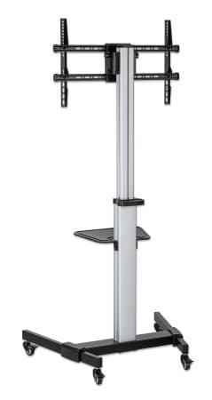 Manhattan Trolley Mount Stand for TV & Monitors, For screens: 37" to 86", -10 to 5° Tilt, 90° Rotation, VESA compatibility: all between 200x200 to 600x400mm - check the dimensions of the four mounting holes on back of screen to ensure it fits, Max 50kg, Bracket view 3