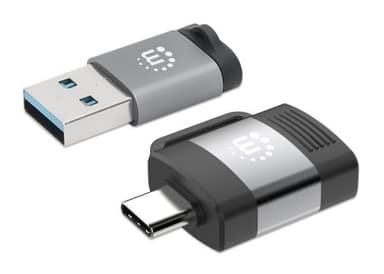 Manhattan 2-Piece Set: USB-C to USB-A and USB-A to USB-C Adapters, Male/Female conversions, 5 Gbps (USB 3.2 Gen1 aka USB 3.0), SuperSpeed USB, Black/Silver, Lifetime Warranty view 3