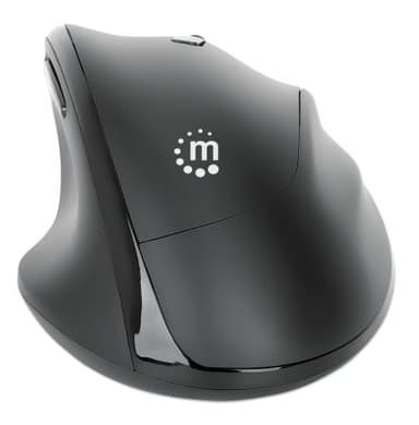 Manhattan Ergonomic Wireless Mouse, Right Handed, Adjustable 800/1200/1600dpi, 2.4Ghz (up to 10m), Six Button with Scroll Wheel, Combo USB=A and USB-C receiver, Black, AA battery (included), Three Year Warranty view 3