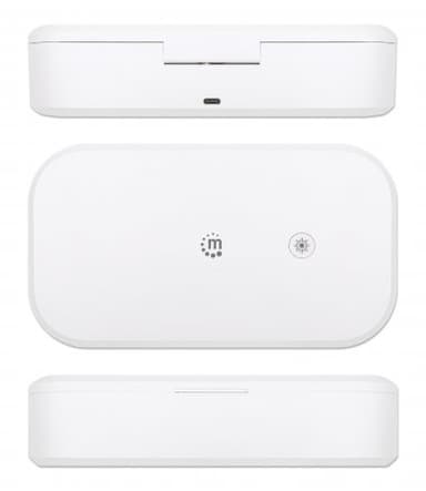 Manhattan UV Phone Sanitizer, Integrated UV LEDs to eliminate germs, viruses and bacteria, Quick 1-minute or 5-minute cleaning cycle, Auto-off UV light when opened, White, Three Year Warranty view 4