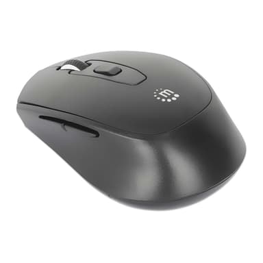 Manhattan MW6020 Wireless Mouse, Black, Adjustable 800/1200/1600dpi via top-mount push-button control, 2.4Ghz (effective range up to 10m), USB, Optical, Ambidextrous, Six Button with Scroll Wheel, USB-A nano receiver, AA battery (included) view 3