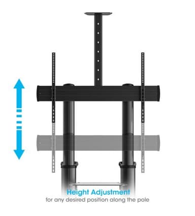 Manhattan Trolley Mount Stand for TV & Monitors, For screens: 70" to 120", VESA compatibility: all between 200x200 to 1000x600mm - check the dimensions of the four mounting holes on back of screen to ensure it fits, Max 140kg, Height adjustable 1250 to 1600mm, LFD view 6