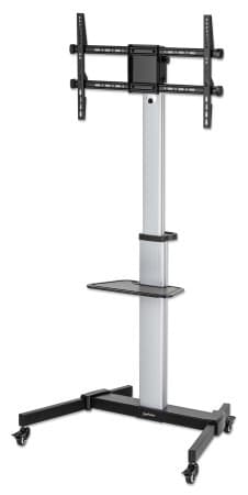 Manhattan Trolley Mount Stand for TV & Monitors, For screens: 37" to 86", -10 to 5° Tilt, 90° Rotation, VESA compatibility: all between 200x200 to 600x400mm - check the dimensions of the four mounting holes on back of screen to ensure it fits, Max 50kg, Bracket view 2