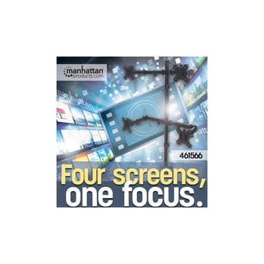 Manhattan Quad Desk Mount for TV & Monitors, For screens 10" to 27", Stand or Clamp Assembly, VESA compatibility: 75x75 and 100x100mm - check the dimensions of the four mounting holes on back of screen to ensure it fits, Max 8kg (each), Black, Bracket view 5