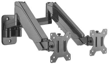 Manhattan Dual Wall Mount for TV & Monitors (Full Motion Gas Spring), For screens 17" to 32", VESA compatibility: 75x75mm and 100x100mm - check the dimensions of the four mounting holes on back of screen to ensure it fits, Max 8kg each, Black, Bracket view 4