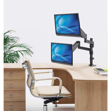 Manhattan Dual Desk Mount for TV & Monitors (Full Motion Gas Spring), For screens 10" to 27", Clamp or Grommet Assembly, VESA compatibility: 75x75 and 100x100mm - check the dimensions of the four mounting holes on back of screen to ensure it fits, Max 8kg (each) view 7