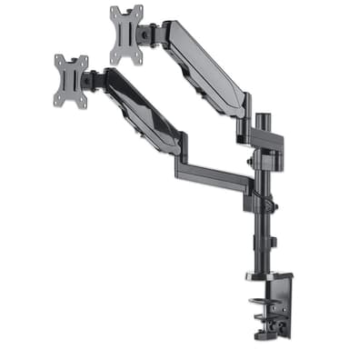 Manhattan Dual Desk Mount for TV & Monitors (Full Motion Gas Spring), For screens 10" to 27", Clamp or Grommet Assembly, VESA compatibility: 75x75 and 100x100mm - check the dimensions of the four mounting holes on back of screen to ensure it fits, Max 8kg (each) view 5