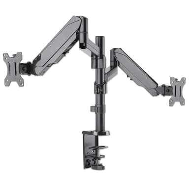 Manhattan Dual Desk Mount for TV & Monitors (Full Motion Gas Spring), For screens 10" to 27", Clamp or Grommet Assembly, VESA compatibility: 75x75 and 100x100mm - check the dimensions of the four mounting holes on back of screen to ensure it fits, Max 8kg (each) view 4