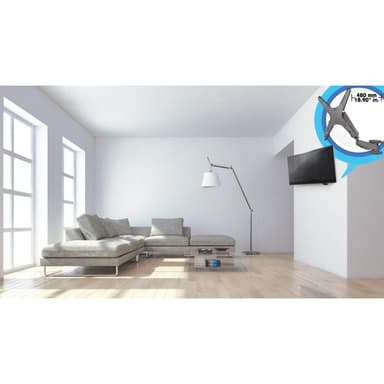 Manhattan Wall Mount for TV & Monitors (Spring Arm 3 pivots), For screens 17" to 55", VESA compatibility: all between 75x75mm to 400x400mm - check the dimensions of the four mounting holes on back of screen to ensure it fits, Max 30kg, Black, Bracket view 4
