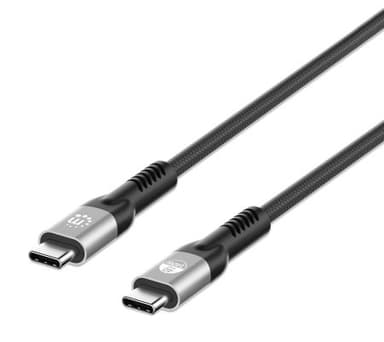Manhattan Fast USB-C to USB-C Cable (240W), 1m, 240W Laptop Charging + High-Speed Data & Video, Works with ALL Laptops (Note additional USB-C 240W wall charger needed), 40 Gbps Ultra-Fast Transfers, Black, 3 year Warranty view 2