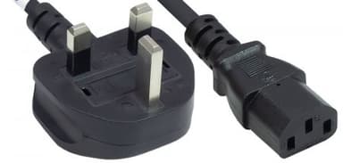 Manhattan Mains Power Cord/Cable, UK 3-pin plug to C13 Female (kettle lead), 1.8m, 10A, Black, Lifetime Warranty view 2