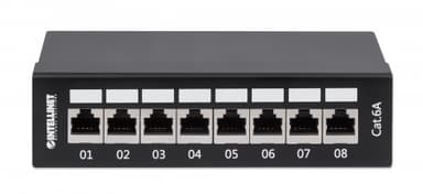 Intellinet Patch Panel, Cat6a, FTP, 8-Port, Desktop, Shielded, 90° Top-Entry Punch Down Blocks, Black view 4