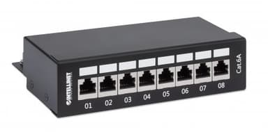 Intellinet Patch Panel, Cat6a, FTP, 8-Port, Desktop, Shielded, 90° Top-Entry Punch Down Blocks, Black view 3