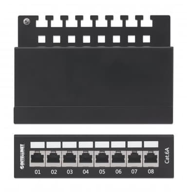 Intellinet Patch Panel, Cat6a, FTP, 8-Port, Desktop, Shielded, 90° Top-Entry Punch Down Blocks, Black view 6