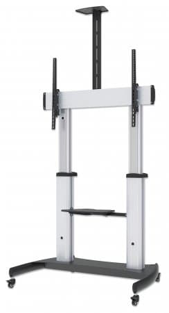 Manhattan Trolley Mount Stand for TV & Monitors, For screens: 60" to 100",VESA compatibility:all between 200x200 to 800x600mm -check the dimensions of the four mounting holes on back of screen to ensure it fits,Max 100kg,Height adjustable 1200 to 1685mm,LFD,Bracket view 2