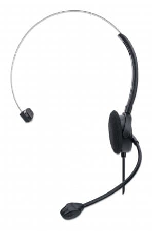 Manhattan Mono On-Ear Headset (USB), Microphone Boom (padded), Retail Box Packaging, Adjustable Headband, In-Line Volume Control, Ear Cushion, USB-A for both sound and mic use, cable 1.5m, Three Year Warranty view 4