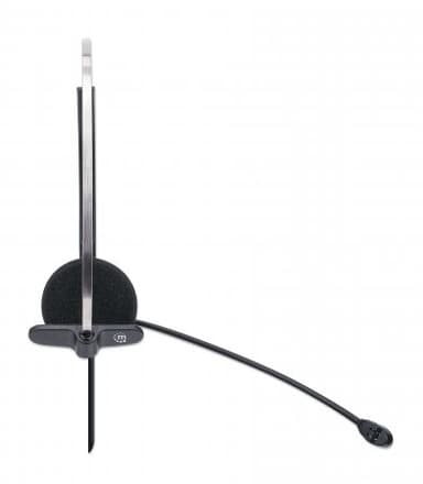 Manhattan Mono On-Ear Headset (USB), Microphone Boom (padded), Retail Box Packaging, Adjustable Headband, In-Line Volume Control, Ear Cushion, USB-A for both sound and mic use, cable 1.5m, Three Year Warranty view 6
