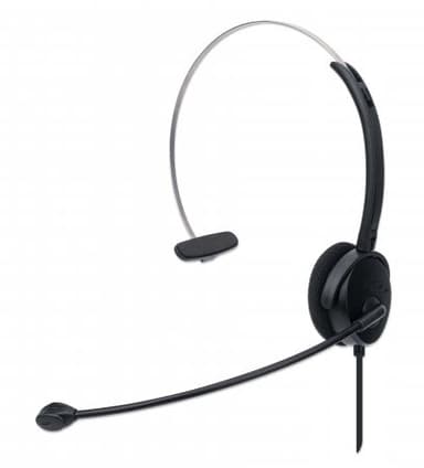 Manhattan Mono On-Ear Headset (USB), Microphone Boom (padded), Retail Box Packaging, Adjustable Headband, In-Line Volume Control, Ear Cushion, USB-A for both sound and mic use, cable 1.5m, Three Year Warranty view 2