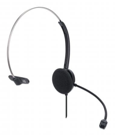 Manhattan Mono On-Ear Headset (USB), Microphone Boom (padded), Retail Box Packaging, Adjustable Headband, In-Line Volume Control, Ear Cushion, USB-A for both sound and mic use, cable 1.5m, Three Year Warranty view 3