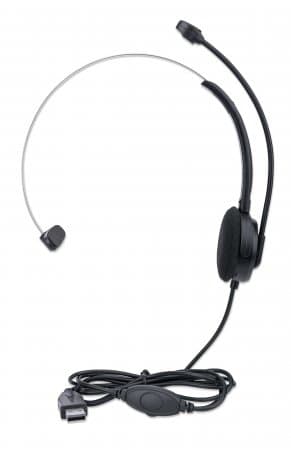 Manhattan Mono On-Ear Headset (USB), Microphone Boom (padded), Retail Box Packaging, Adjustable Headband, In-Line Volume Control, Ear Cushion, USB-A for both sound and mic use, cable 1.5m, Three Year Warranty view 7