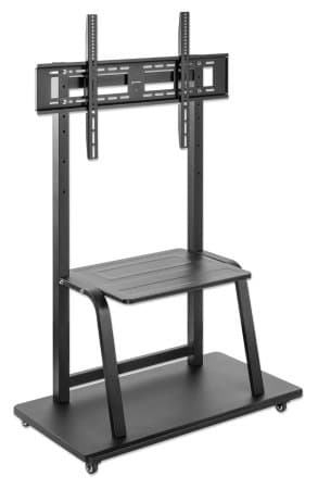 Manhattan Trolley Mount Stand for TV & Monitors, For screens 37" to 100", VESA compatibility: all between 200x200 to 800x600mm - check the dimensions of the four mounting holes on back of screen to ensure it fits, Max 150kg, Height-adjustable to four levels,Bracket view 3