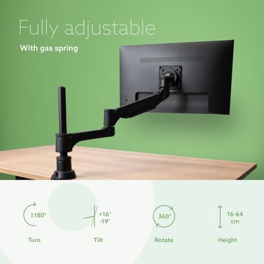 R-Go Tools Monitor arm R-Go Caparo Single, fully adjustable with gas spring, 3-9 kg load capacity, 100% circular, black view 6