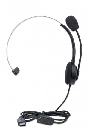 Manhattan Mono On-Ear Headset (USB), Microphone Boom (padded), Polybag Packaging, Adjustable Headband, In-Line Volume Control, Ear Cushion, USB-A for both sound and mic use, cable 1.5m, Three Year Warranty view 7