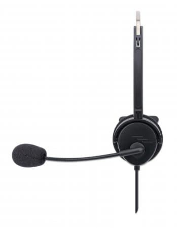 Manhattan Mono On-Ear Headset (USB), Microphone Boom (padded), Polybag Packaging, Adjustable Headband, In-Line Volume Control, Ear Cushion, USB-A for both sound and mic use, cable 1.5m, Three Year Warranty view 5