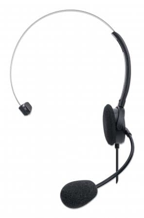 Manhattan Mono On-Ear Headset (USB), Microphone Boom (padded), Polybag Packaging, Adjustable Headband, In-Line Volume Control, Ear Cushion, USB-A for both sound and mic use, cable 1.5m, Three Year Warranty view 4