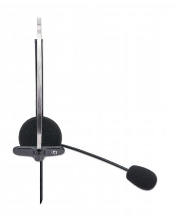 Manhattan Mono On-Ear Headset (USB), Microphone Boom (padded), Polybag Packaging, Adjustable Headband, In-Line Volume Control, Ear Cushion, USB-A for both sound and mic use, cable 1.5m, Three Year Warranty view 6