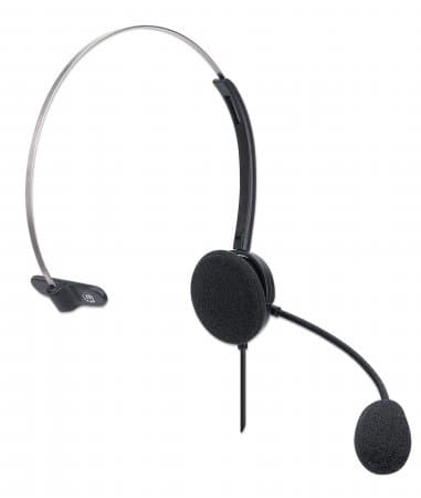 Manhattan Mono On-Ear Headset (USB), Microphone Boom (padded), Polybag Packaging, Adjustable Headband, In-Line Volume Control, Ear Cushion, USB-A for both sound and mic use, cable 1.5m, Three Year Warranty view 3