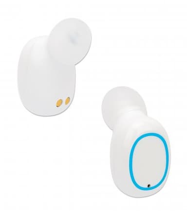 Manhattan Bluetooth Earphones, White, Microphone, Integrated Controls, Sweatproof, Noise Isolating, 5 hour usage time, Max Range 10m, Charging Case with Powerbank (1200mAh), Bluetooth v5.0, USB-A charging cable included, 3 Year Warranty view 6