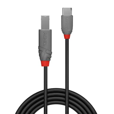 Lindy 1m USB 2.0 Type C to B Cable, Anthra Line view 3