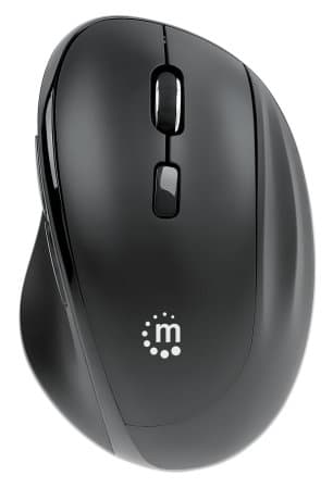 Manhattan Ergonomic Wireless Mouse, Right Handed, Adjustable 800/1200/1600dpi, 2.4Ghz (up to 10m), Six Button with Scroll Wheel, Combo USB=A and USB-C receiver, Black, AA battery (included), Three Year Warranty view 5