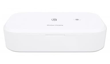 Manhattan UV Phone Sanitizer with Wireless Charger, 10 W Wireless Charging Pad, Integrated UV LEDs to eliminate germs, viruses and bacteria, Quick 1-minute or 5-minute cleaning cycle, Auto-off UV light when opened, White, 3 Year Warranty view 4